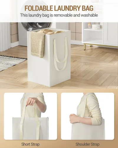 Armoire haute blanche avec panier à linge – image 3