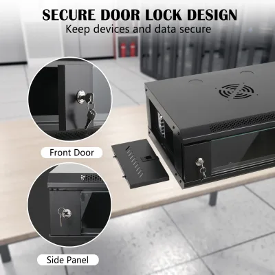 Armoire serveur murale 4U noire à porte vitrée – image 3