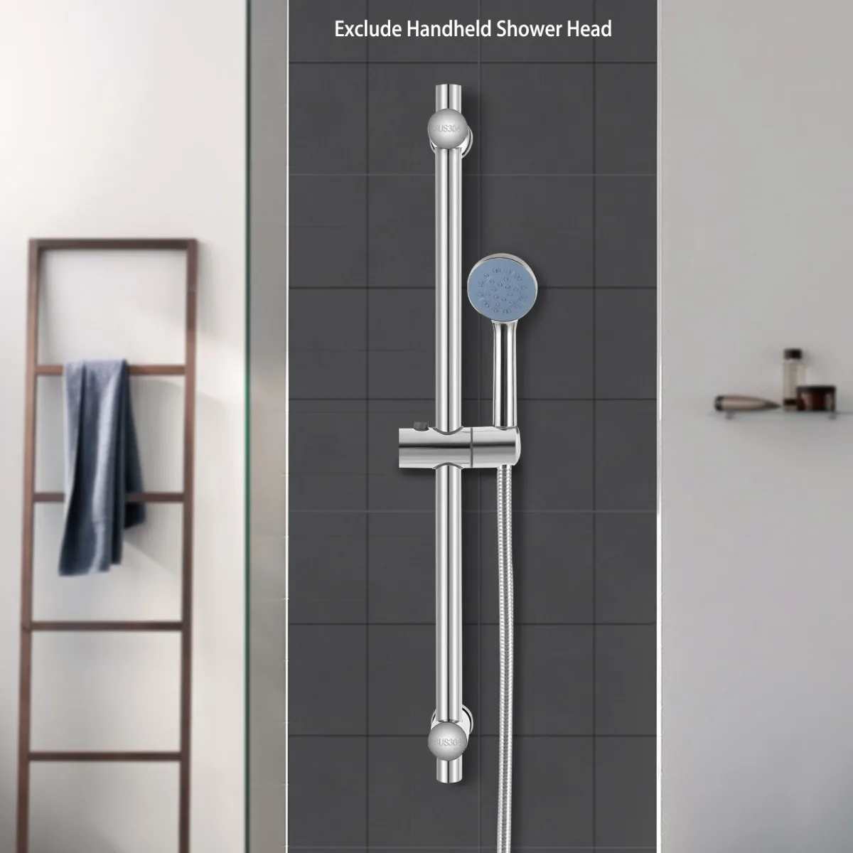 Barre de douche coulissante en acier inoxydable