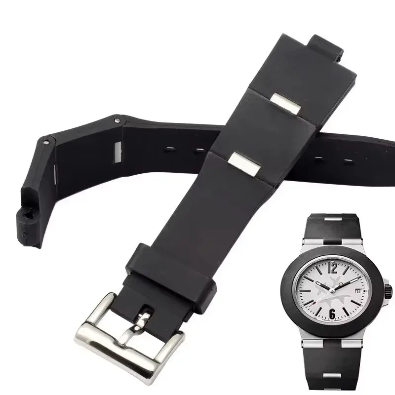 Bracelet de montre noir en silicone, 17 cm