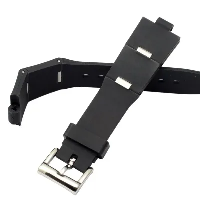 Bracelet de montre noir en silicone, 17 cm – image 3