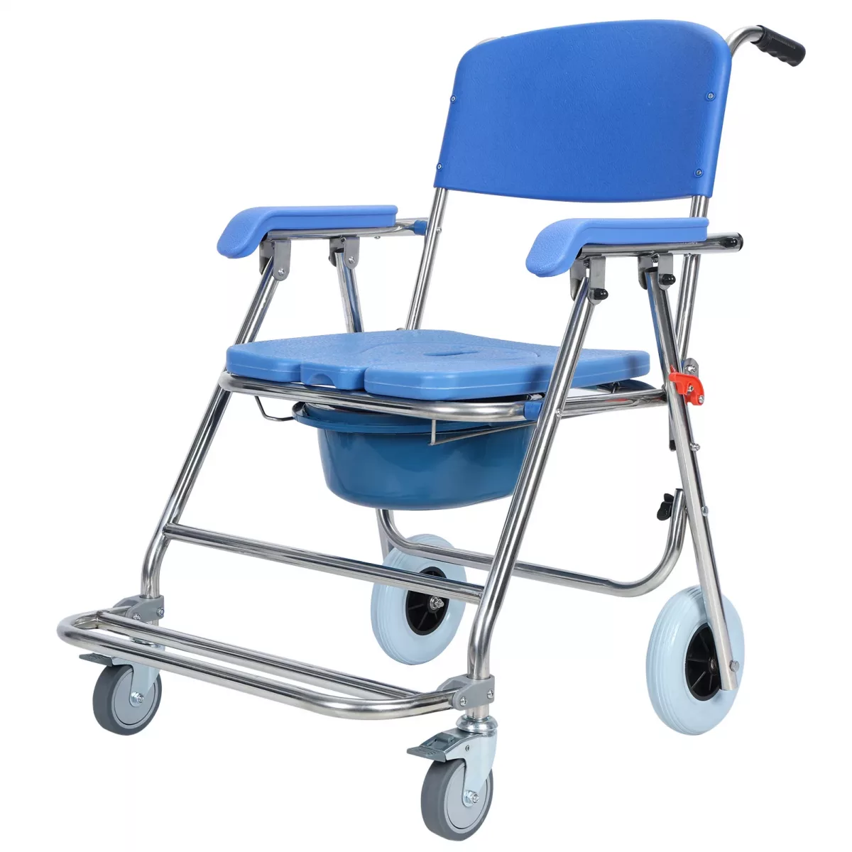 Chaise de toilette pliable à roulettes en métal