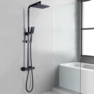 Colonne de douche de pluie noire thermostatique – image 3