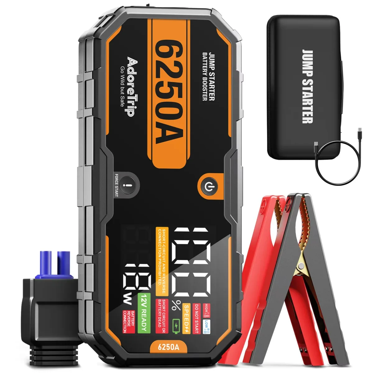 Démarreur de batterie portable 12 V avec lampe LED