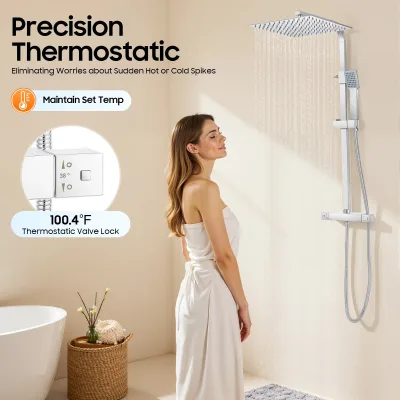 Ensemble de douche thermostatique carré