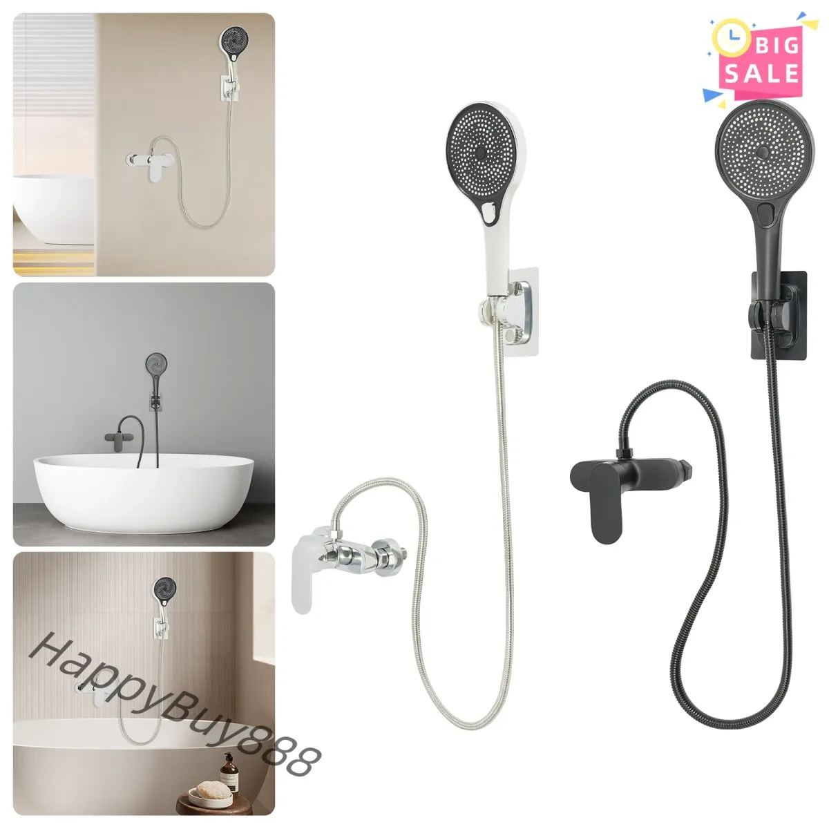 Mitigeur de douche thermostatique mural noir