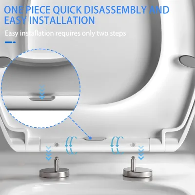 Siège de toilette ovale blanc à fermeture douce – image 2